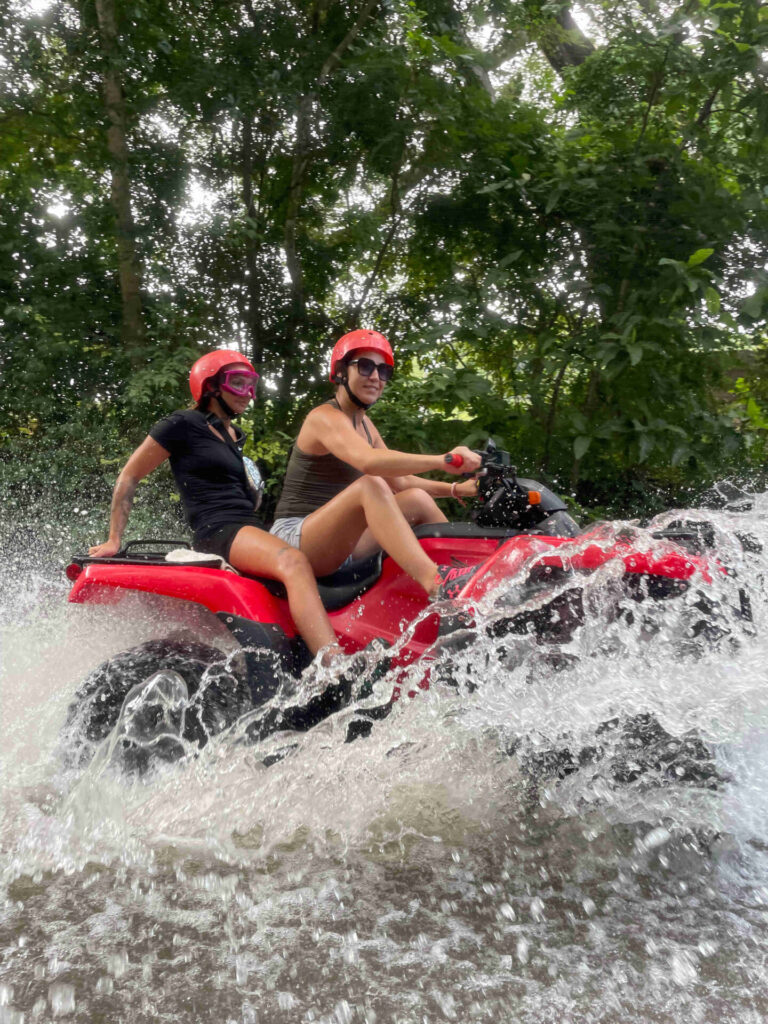 Double ATV Riders Through River ATV Zipline Tour Brasilito Tours