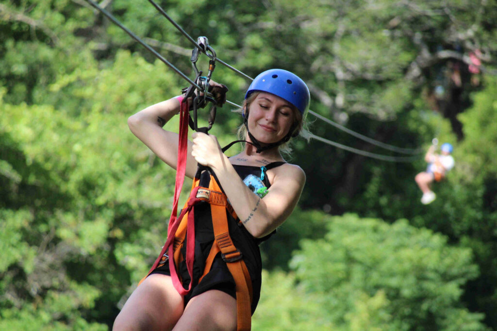 Closeup Girl Ziplining Cañon de la Vieja Ziplining Cañon de la Vieja Brasilito Tours
