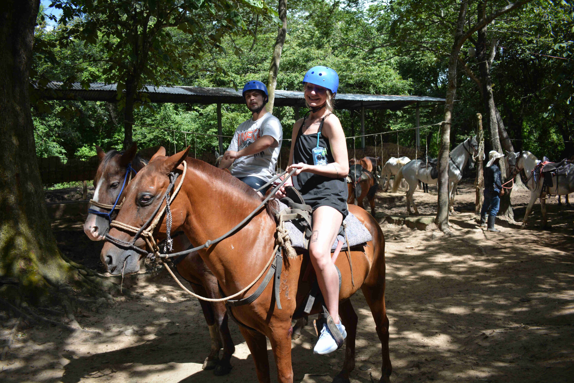 Couple on Horseback Cañon de la Vieja Couple Horseback Riding Cañon de la Vieja Brasilito Tours
