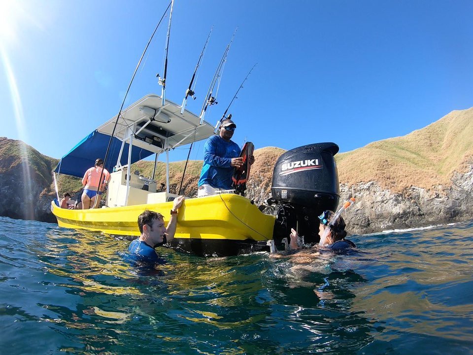 Snorkel Shot Boomerang Boat in Action Fishing Charters Playa Conchal
